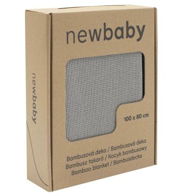 Paturica tricotata, New Baby, Antialergica si antibacteriana, Bambus, 80x100 cm, Material certificat OEKO-Tex Standard 100, 0 luni+, Grey BYN54080