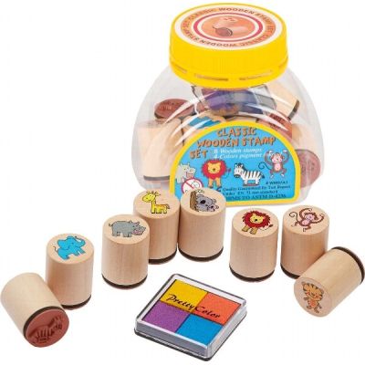 Set de 8 stampile cu animale, tusiera inclusa - okegoki15499