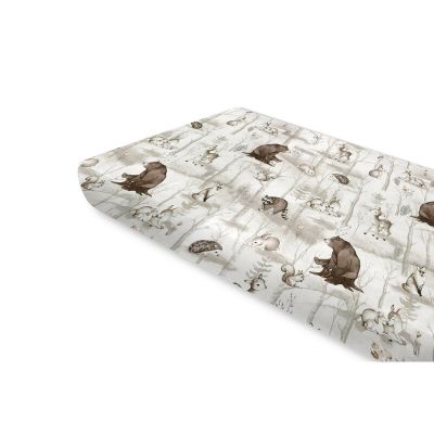 Cearceaf cu elastic, MimiNu, Pentru pat 160x80 cm, Din bumbac certificat Oeko Tex Standard 100, Design, Woodland BYN6426972026710