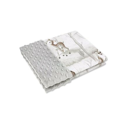 Paturica pufoasa, MimiNu, Cu doua fete, Dimensiune 75x100 cm, Din tesatura Minky si bumbac, Materiale certificate Oeko Tex Standard 100, Design, Woodland BYN6426972026628