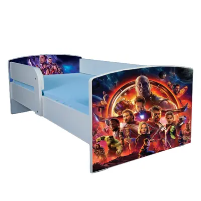 Pat Pentru Baieti 2-16 Ani Eroi Avengers, Include Saltea SafeNest 180x80 - Ptv3027