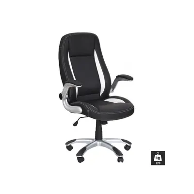 Scaun directorial hm saturn, cadru polipropilena, piele ecologica, cotiere ajustabile, mecanism de balansare, 120 kg, negru drm1983