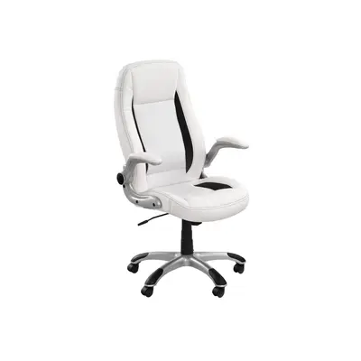 Scaun directorial hm saturn, cadru polipropilena, piele ecologica perforata, inaltime ajustabila, manere reglabile, mecanism balansare, 120 kg, alb drm2785