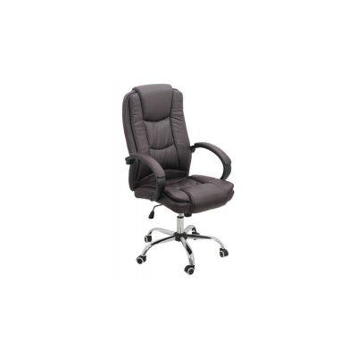 Scaun directorial off 429, piele ecologica, pivontant, rotire 360, baza cromata, 110 kg, maro drm4147