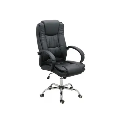 Scaun directorial off 429, piele ecologica, pivontant, rotire 360, baza cromata, 110 kg, negru drm4146