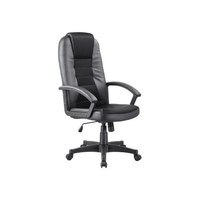 Scaun directorial sl q019, cadru polipropilena, tapiterie piele ecologica cu insertii stofa, inaltime ajustabila, 100 kg,  negru drm3922