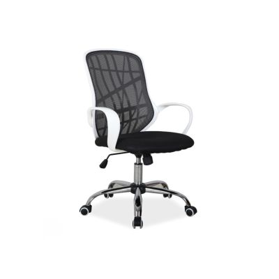 Scaun de birou cu mesh sl dexter, cadru cromat, mecanism de balans, roti pivotante, 100 kg, alb/negru drm4770