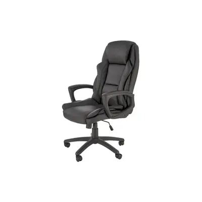 Scaun directorial hm mario, piele ecologica, suport lombar, baza polipropilena, roti pivotante, mecanism de balans, roti de cauciuc,100 kg, negru drm10303