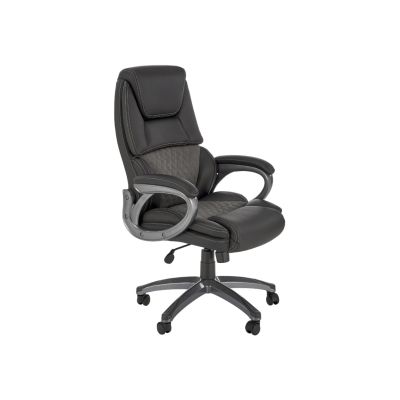 Scaun directorial hm steven, piele ecologica/stofa, mecanism de balansare, negru drm10301
