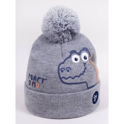 Fes de iarnă pentru băieței cu pompon, model dino czz-0478c