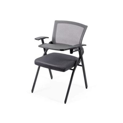 Scaun vizitator hrc 603, cu masuta rabatabila, pliabil, ergonomic, mesh, cadru metalic, 120 kg, negru drm10341