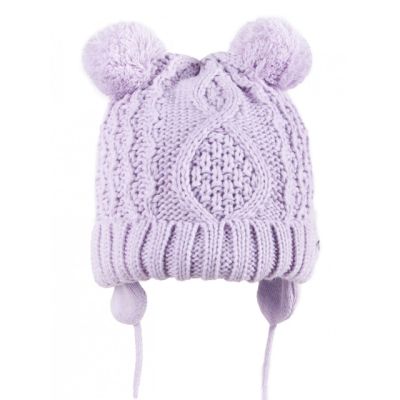 Căciulă de iarnă pentru fetite cu două pompoane, violet, legată czz-0418g