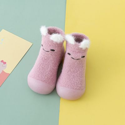 Mocasini roz cu talpa antiderapanta - happy face addw1044-mos4