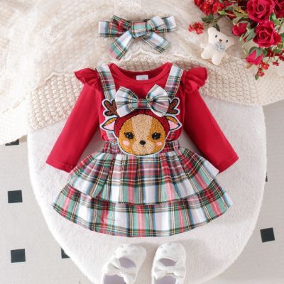 Sarafan cu body visiniu maneca lunga - baby reindeer mb1071-r2