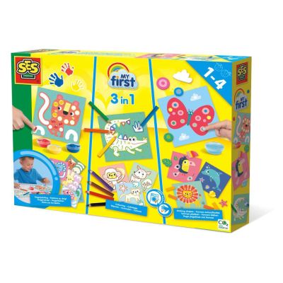 Set 3 in 1 de pictat cu degetul, de colorat si de lipit sa14489