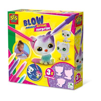 Set de carioci cu aerograf si 3 pisici surpriza sa14334