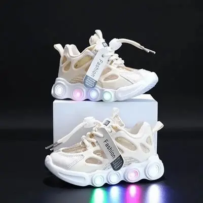 Adidasi crem cu luminite - lorena mdg-58-2-c