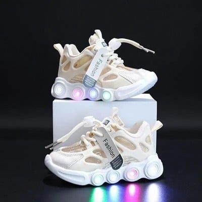 Adidasi crem cu luminite - lorena mdg-58-2-c