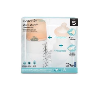 Set biberon anticolici 270 ml + tetină cu debit mediu + săculeț silicon Zero Zero Suavinex JEM8426420067416