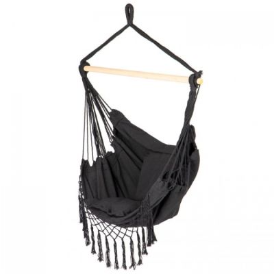 Leagan suspendat pentru interior/exterior, cu spatar si 2 perne, cuib de barza, negru, gw-918 edeedigw-918black