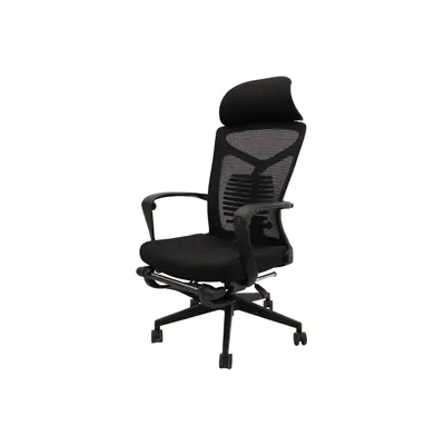 Scaun ergonomic cu suport picioare ab097, mesh, suport lombar, spatar rabatabil, 120 kg, negru drm10369