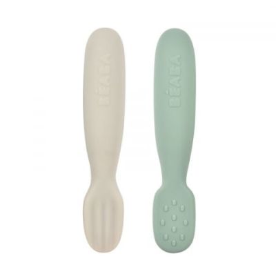 Set 2 linguri silicon Beaba Sage Green Velvet Grey ERFB913578