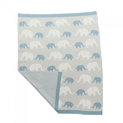 Niu paturica din bumbac organic cu doua fete 80x100 cm elephants blue lvtkniu3965