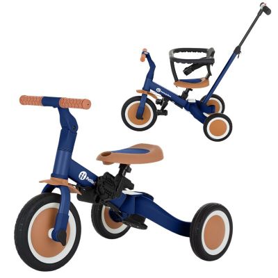 Tricicleta, Petite&Mars, Turbo, 5 in 1, Multifunctionala, Vehicul de impins, Bicicleta cu/fara pedale, Cu maner de ghidaj, Detasabil, Roti din cauciuc, Pana la 25 kg, 1.5-5 ani, Albastru BYN613665
