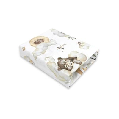 Cearceaf cu elastic, Qmini, Pentru patut co-sleeper, Aurora, Dimensiune 76 x 43 cm, Din bumbac certificat Oeko Tex Standard 100, Teddy Bear and Friends Beige BYN6426972026888