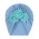 Caciulita tip turban cu floricele cu perlute aplicate (Marime Disponibila: 6-9 luni (Marimea 19 incaltaminte), Culoare: Albastru) MBx-19068-c4