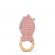 Jucarie cu inel de prindere din lemn si urechi din material textil, roz, Gruenspecht 571-V2