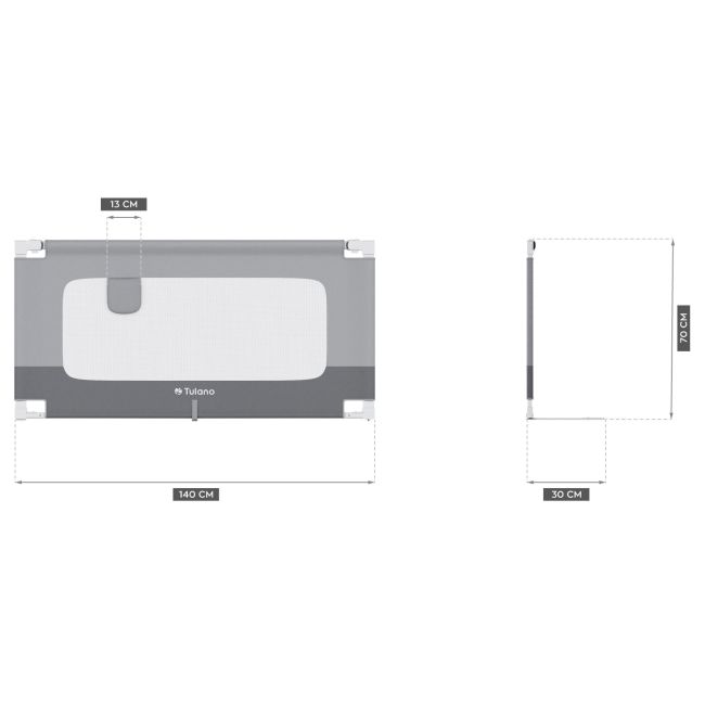 Bariera protectie pat copii culisanta, cu inaltime reglabila cover 140 cm gri lvtk5903796014501
