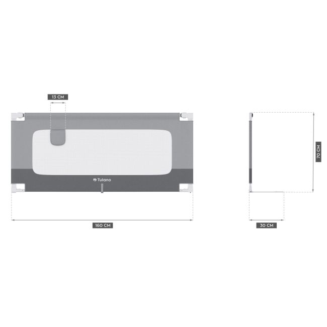 Bariera protectie pat copii culisanta, cu inaltime reglabila cover 160 cm, gri lvtk5903796014518