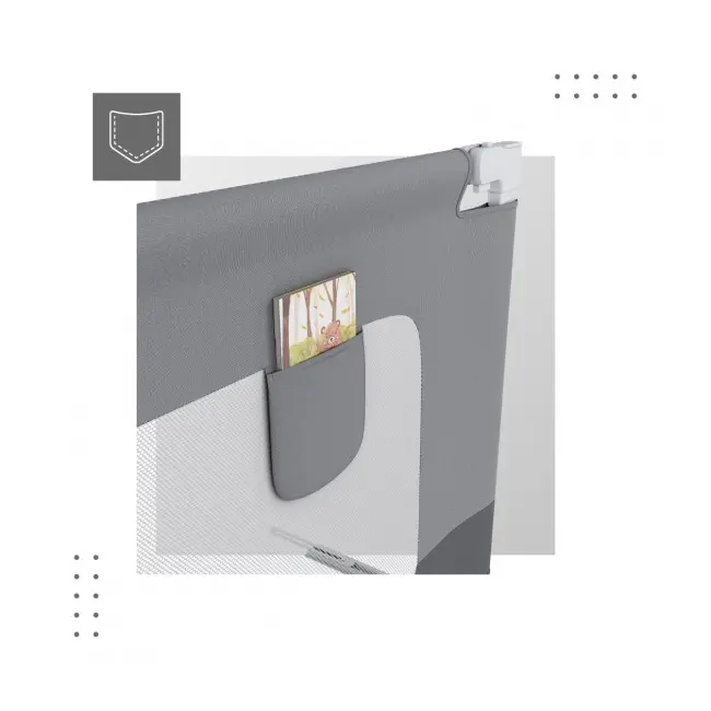 Bariera protectie pat copii culisanta, cu inaltime reglabila cover 180 cm, gri lvtk5903796014525