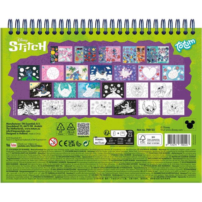Carte de colorat & abtibilduri cu numere - stitch