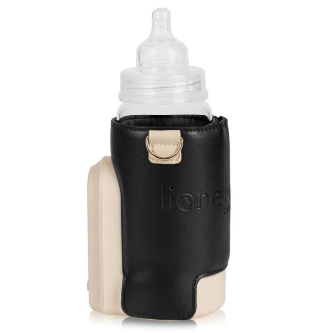 Incalzitor biberoane, Lionelo, ThermUp Go Evo, Portabil, Cu 5 niveluri de incalzire, Cu buton Safety Control, Mentinere caldura pana la 9h, Incarcare USB, Negru/Auriu BYNLOC-THERMUP_GO_EVO_BLACK_GOLD