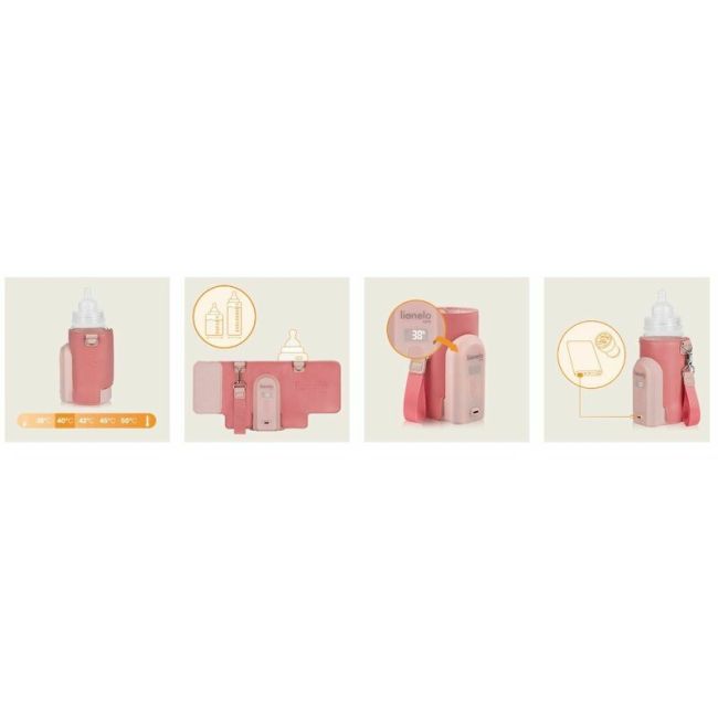 Incalzitor biberoane, Lionelo, ThermUp Go Evo, Portabil, Cu 5 niveluri de incalzire, Cu buton Safety Control, Mentinere caldura pana la 9h, Incarcare USB, Roz BYNLOC-THERMUP_GO_EVO_CORAL_PINK