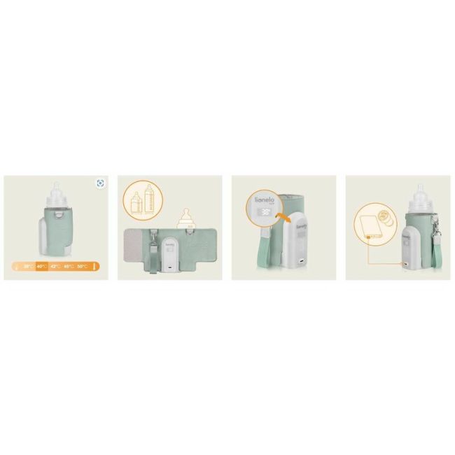 Incalzitor biberoane, Lionelo, ThermUp Go Evo, Portabil, Cu 5 niveluri de incalzire, Cu buton Safety Control, Mentinere caldura pana la 9h, Incarcare USB, Verde BYNLOC-THERMUP_GO_EVO_GREEN_SAGE