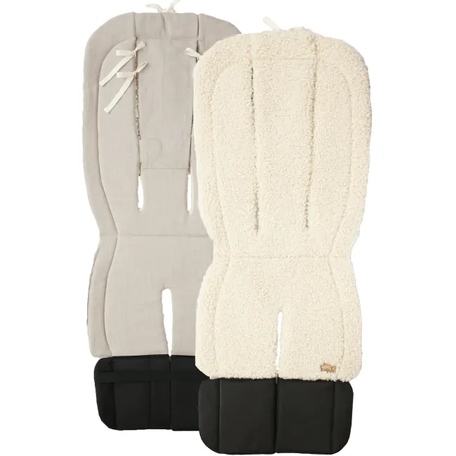 Insert Husa Carucior Sport Cu 2 Fete, Tesatura Teddy Crem Si In Gri Deschis Pjbinsert-prl-4-1