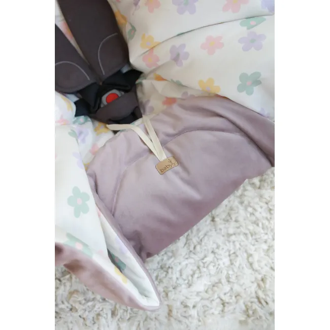 Paturica Universala Pentru Scoica Auto Cu Fata Dubla ,   Bumbac Si Catifea, Vintage Flower Pjb9472
