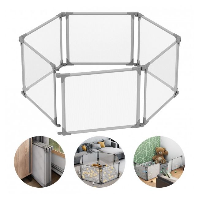 Tarc de joaca bebelusi hexagonal, pliabil si ajustabil cozy 70, configurabil, poate fi acordat pe perete recomandat 0-36 luni, certificat en 12227:2010 lvtk5903796015935