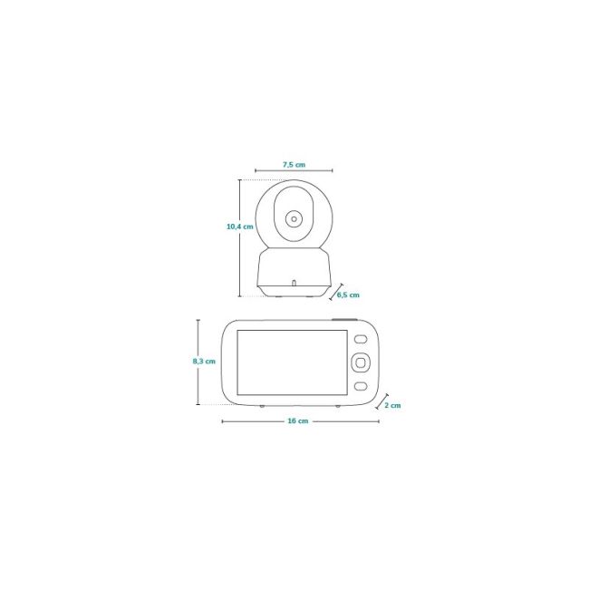 Video monitor, Lionelo, Babyline 9.1, Conexiune prin aplicatia Lionelo Smart, Pana la 8h de functionare, Comunicare bidirectionala, Cu senzor de miscare si sunete Alb BYNLOC-BABYLINE_9.1