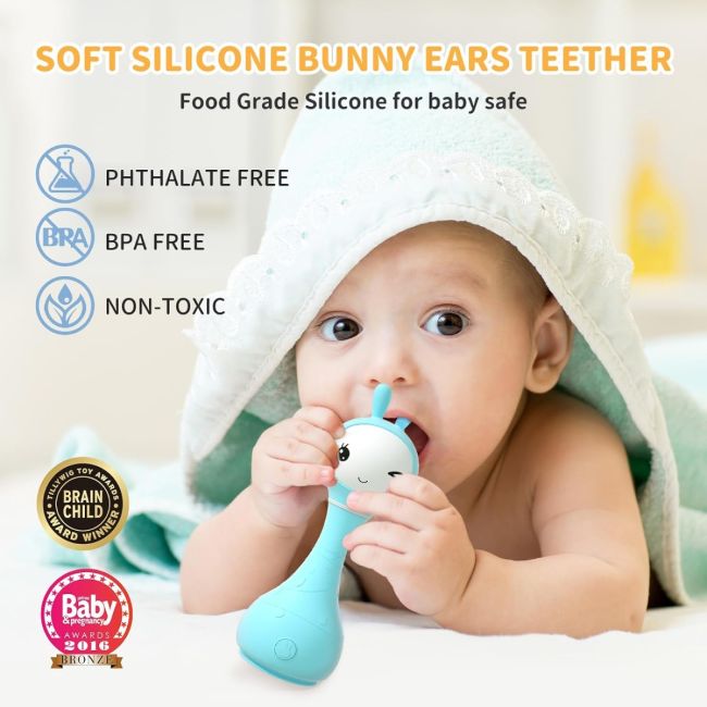 Alilo Smarty Bunny - Iepuras interactiv pentru bebelusi, albastru, RO/EN BKFR1/Blue