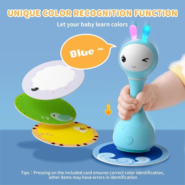 Alilo Smarty Bunny - Iepuras interactiv pentru bebelusi, albastru, RO/EN BKFR1/Blue