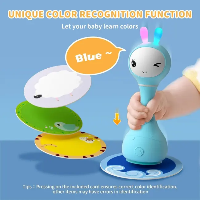 Alilo Smarty Bunny - Iepuras interactiv pentru bebelusi, albastru, RO/EN BKFR1/Blue
