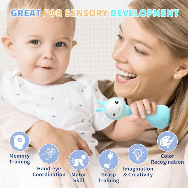 Alilo Smarty Bunny - Iepuras interactiv pentru bebelusi, albastru, RO/EN BKFR1/Blue