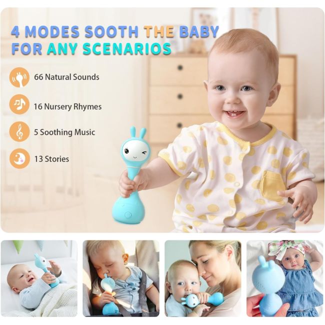 Alilo Smarty Bunny - Iepuras interactiv pentru bebelusi, albastru, RO/EN BKFR1/Blue