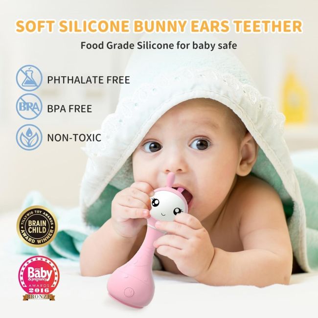 Alilo Smarty Bunny - Iepuras interactiv pentru bebelusi, roz, RO/EN BKFR1/Pink