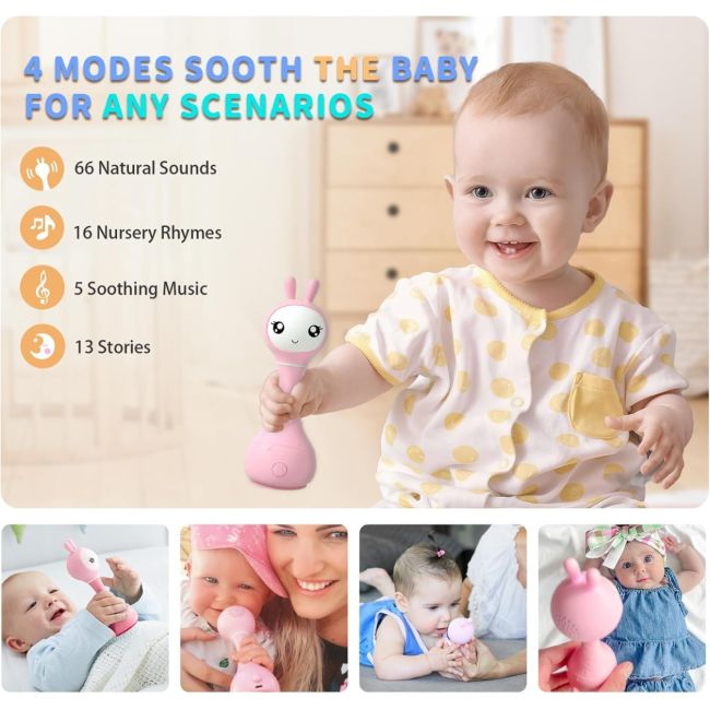 Alilo Smarty Bunny - Iepuras interactiv pentru bebelusi, roz, RO/EN BKFR1/Pink