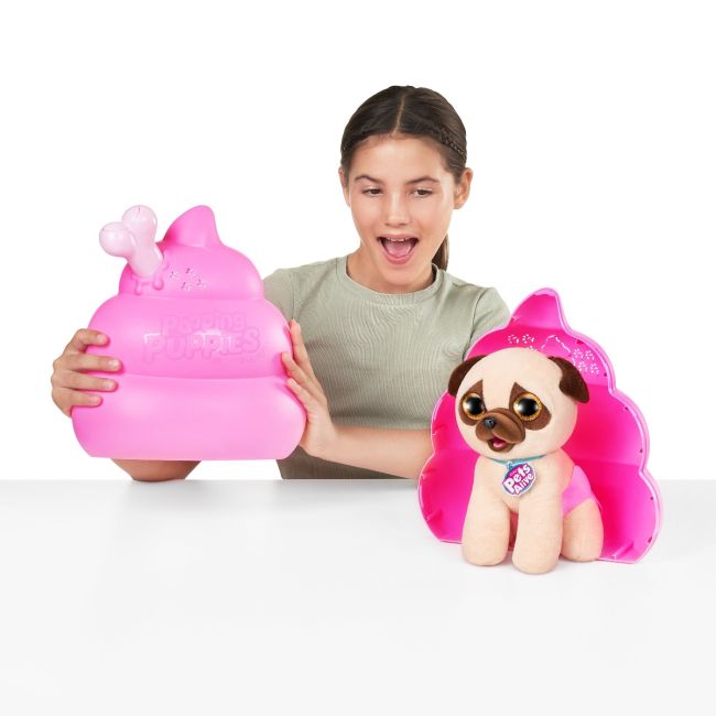 Pets Alive - Jucarie de plus interactiva catelus cu accesorii surpriza, Pooping Puppies BKF9542